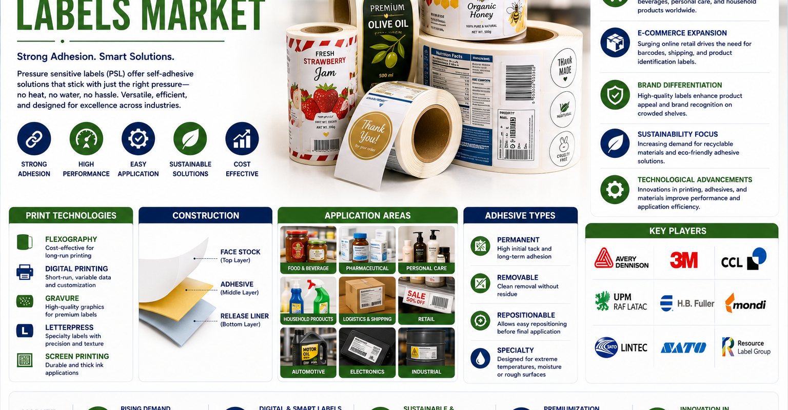 Pressure Sensitive Labels Market to Grow from USD 26.19 Billion in 2026 to USD 38.08 Billion by 2035